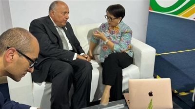 وزير الخارجية يبحث مع نظيرته الإندونيسية سبل العلاقات الثنائية بين البلدين