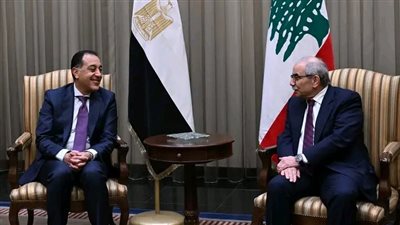 رئيس مجلس وزراء الجمهورية اللبنانية يستقبل الدكتور مصطفى مدبولي بمطار رفيق الحريري الدولي