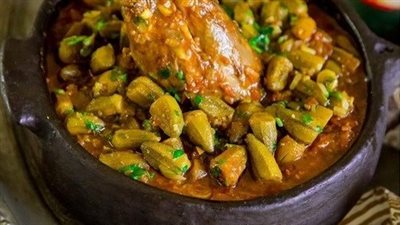 وصفة طاجن البامية باللحمة الضاني
