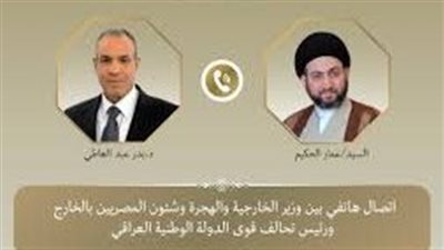  بدر عبد العاطي يبحث تعزيز التعاون المشترك مع عمار الحكيم