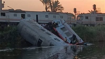 انتشال أول جثمان من ترعة الإبراهيمية على بعد 30 مترًا من موقع تصادم قطاري المنيا
