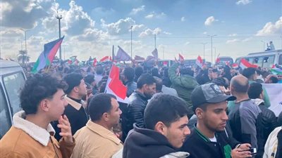 احتشاد آلاف المصريين أمام معبر رفح البري تضامنا مع فلسطين ورفضا لتهجير  