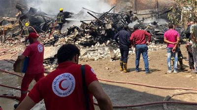 الهلال الأحمر المصري: إسعاف 42 مصابًا في حريق بمخزن دهانات وكيماويات بالبراجيل